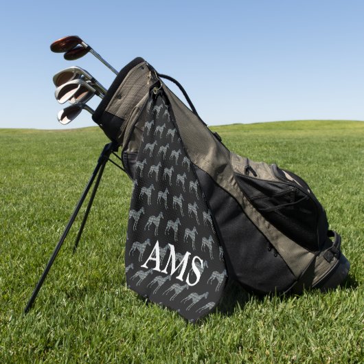 Whippet Italiaans Grijs Hond Silhouette Y&B Grid Z Golfhanddoek (Groen)