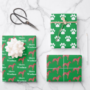 Whippet Italiaans Grijs Silhouet GroenMerry Woofma Inpakpapier Vel