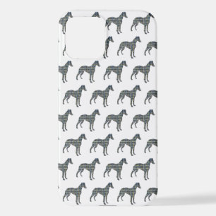Whippet Italiaanse Greyhound Hond Silhouet Grid Wi iPhone 12 Hoesje