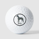 Whippet Italy Greyhound Dog Silhouette Mono Grid Golfballen (Voorkant)