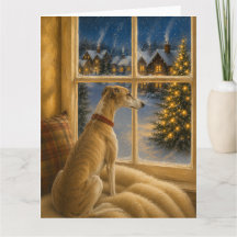 Whippet Kerst Window Portret