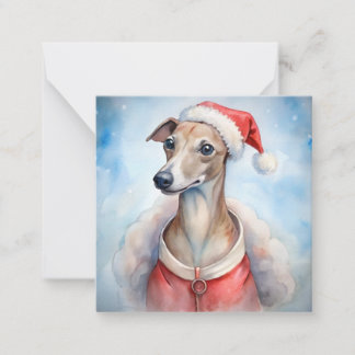 Whippet Kerstkaart - Feestelijke Feestdagen Notitiekaartje