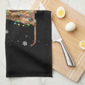 Whippet-kerstmis met lichte staart voor Kerstmis Theedoek (Quarter Fold)