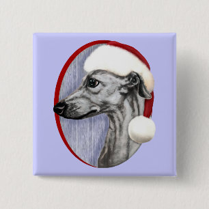 Whippet Kerstzwarte kerstkerstkerstman Vierkante Button 5,1 Cm