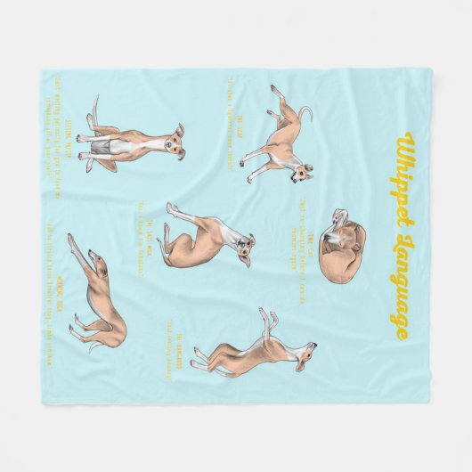 Whippet Language Gift Fleece Blanket (Voorkant (Horizontaal))