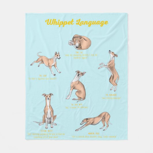 Whippet Language Gift Fleece Blanket Deken (Voorkant)