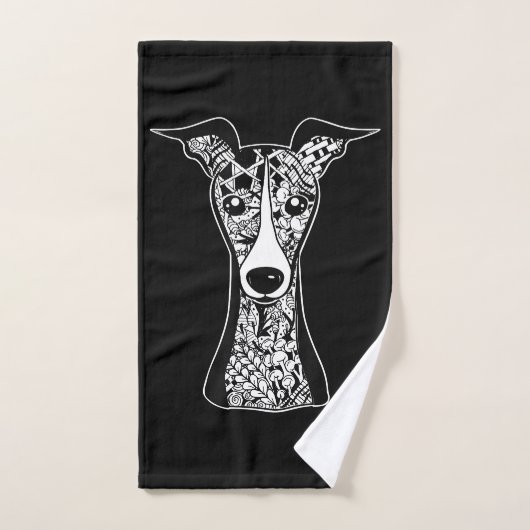 Whippet Lover| Art Graphique à visage gris italien (Serviette à main)
