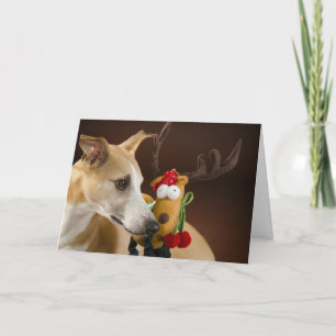 Whippet met kerst feestdagen kaart