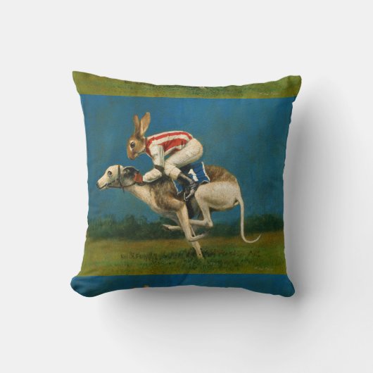 Whippet met konijnenjocky Throw Cushion Kussen (Voorkant)