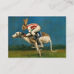 Whippet met Rabbit Jocky ACEO Visitekaartje