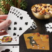 Whippet puppy op gouden speelkaarten (Insitu)