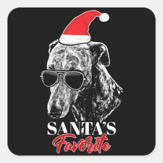 Whippet Santas Favoriete Funny Kerstmis Vierkante Sticker