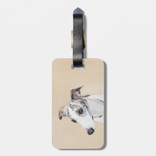 Whippet-schildering - Kute Original Dog Art Bagagelabel (Achterkant verticaal)