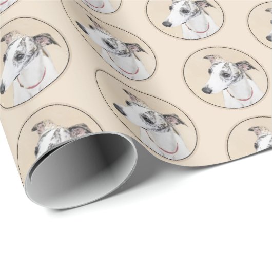 Whippet-schildering - Kute Original Dog Art Cadeaupapier (Rol Hoek)