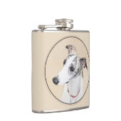 Whippet-schildering - Kute Original Dog Art Heupfles (Rechts)
