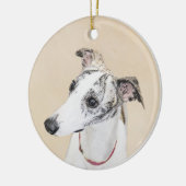 Whippet-schildering - Kute Original Dog Art Keramisch Ornament (Links)