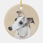 Whippet-schildering - Kute Original Dog Art Keramisch Ornament (Achterkant)