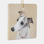 Whippet-schildering - Kute Original Dog Art Keramisch Ornament (Rechts)