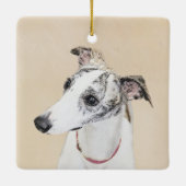 Whippet-schildering - Kute Original Dog Art Keramisch Ornament (Achterkant)