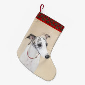 Whippet-schildering - Kute Original Dog Art Kleine Kerstsok (Voorkant (Hangend))