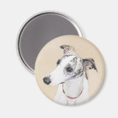 Whippet-schildering - Kute Original Dog Art Magneet (Voorkant / Achterkant)