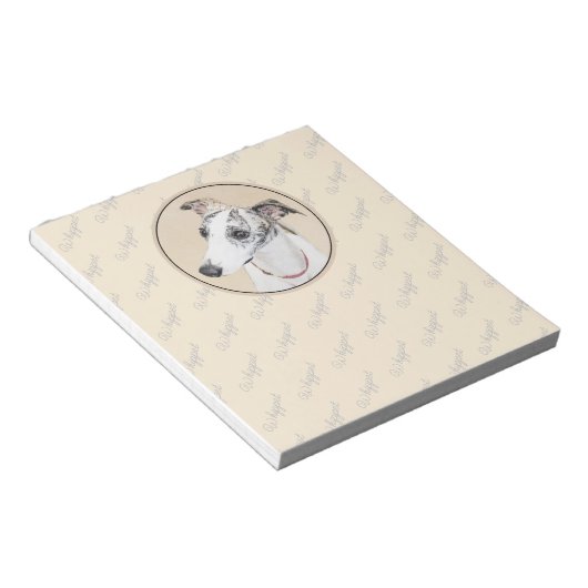 Whippet-schildering - Kute Original Dog Art Notitieblok (Schuin)
