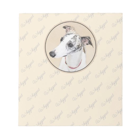 Whippet-schildering - Kute Original Dog Art Notitieblok (Voorkant)