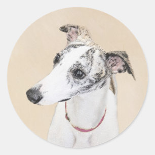 Whippet-schildering - Kute Original Dog Art Ronde Sticker