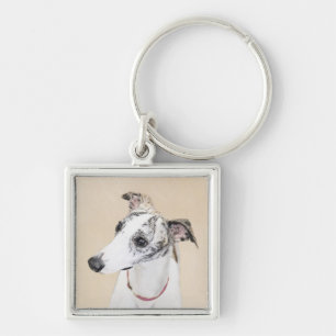 Whippet-schildering - Kute Original Dog Art Sleutelhanger