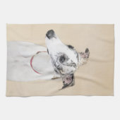 Whippet-schildering - Kute Original Dog Art Theedoek (Horizontaal)
