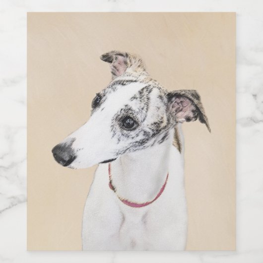 Whippet-schildering - Kute Original Dog Art Wijn Etiket (Enkel label)