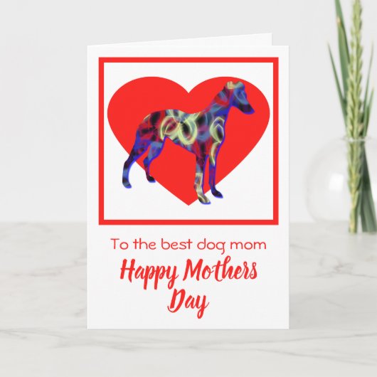 Whippet Silhouette Chien Red Heart Carte de fête d (Devant)