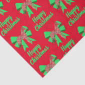 Whippet Silhouette Red Kersthond & Green Bow Tissuepapier (Detail)