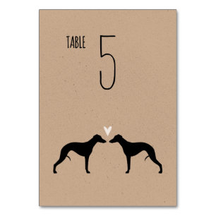 Whippet Silhouetten Bruiloft Receptie Tafel Kaart