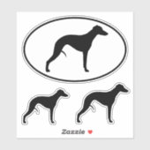 Whippet Silhouetten Ovaal en Die Cut Sticker Set (Vel)