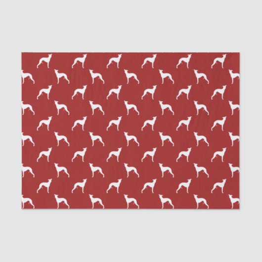 Whippet Silhouettes Pattern Red Tissuepapier (Voorkant)