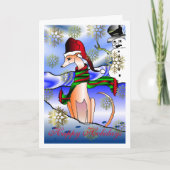 "Whippet Snow Day"-feestdag Kaart (Voorkant)