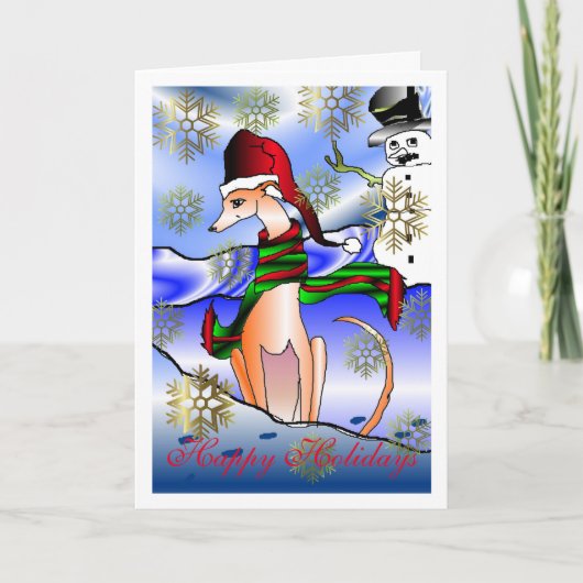 "Whippet Snow Day"-feestdag Kaart (Voorkant)