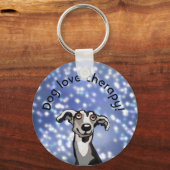whippet starry night , hondenliefdesknop sleutelhanger (Voorkant)