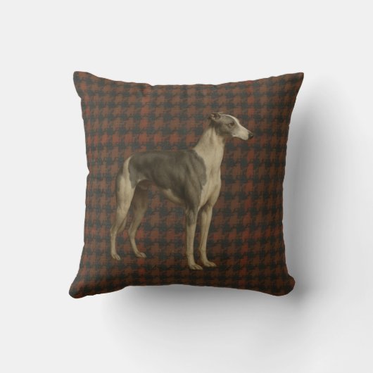 Whippet throw cushion. Whippet on tweed/tartan Kussen (Achterkant)