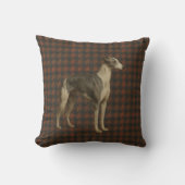 Whippet throw cushion. Whippet on tweed/tartan Kussen (Voorkant)