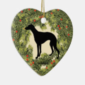 Whippet Wreath Keramisch Ornament (Rechts)