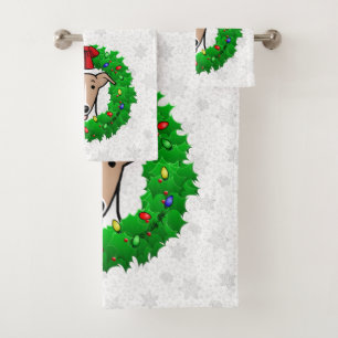 Whippet Wreath & Lights de Noël - Faune et blanc