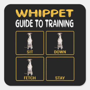 whippetgids voor het trainen van gehoorzaamheid bi vierkante sticker