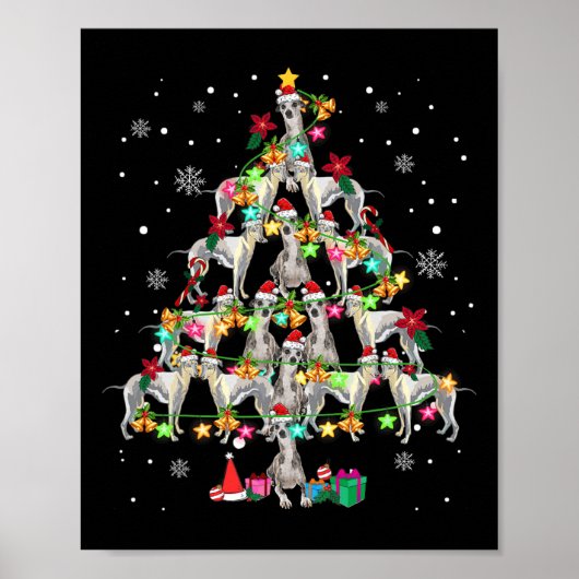 Whippets kerstboom Funny Whippets Lover Chris Poster (Voorkant)
