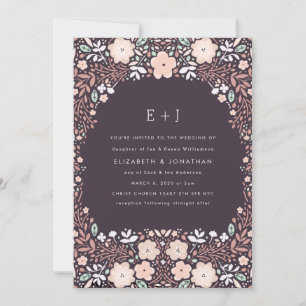 Whirlwind Floral Wedding Invitation Kaart