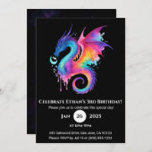 Whirlwind Galaxy Dragon Invitation d'anniversaire (Devant / Derrière)
