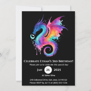 Whirlwind Galaxy Dragon Invitation d'anniversaire
