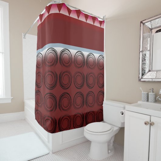 Whirlwind Ruby : Rideau de douche géométrique mode (En situation)
