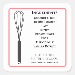 Whisk Bakkerij Productlabel Ingrediënten Vierkante Sticker